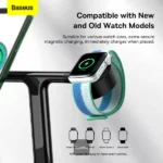 Station de Charge Baseus Swan 3-en-1 MagSafe 20W pour iPhone Apple Watch & AirPods – Image 4