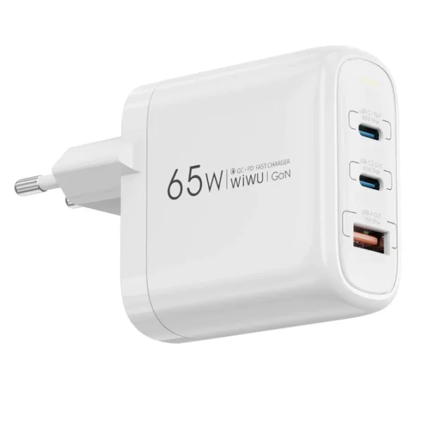 Chargeur WiWU Ark 65W 3 Ports– Charge Rapide iPhone, Android & PC Portable