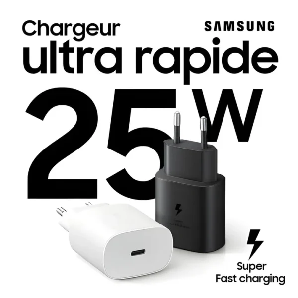 Adaptateur Samsung USB-C 25W Charge Ultra Rapide Compatible Samsung – Haute Qualité
