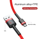 Câble Baseus USB vers Micro USB 2.4 A – Charge rapide & Transfert de données – 1 m – Image 4