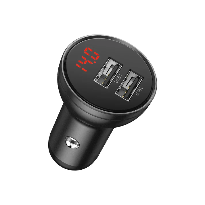Chargeur Voiture Baseus 3‑en‑1 – Double USB 4,8 A + Câble Intégré – Puissant & Compact – Image 3